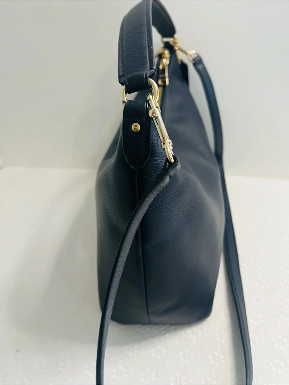 Coach F36628 East West Celeste NAVY BLUE Leather Convertible Crossbody Hobo Bag - Picture 7 of 15